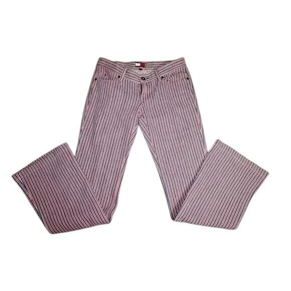 Vintage Tommy Jeans Red White Blue Striped Flare Pants Size 3 Y2K 90s Retro USA - Picture 13 of 16